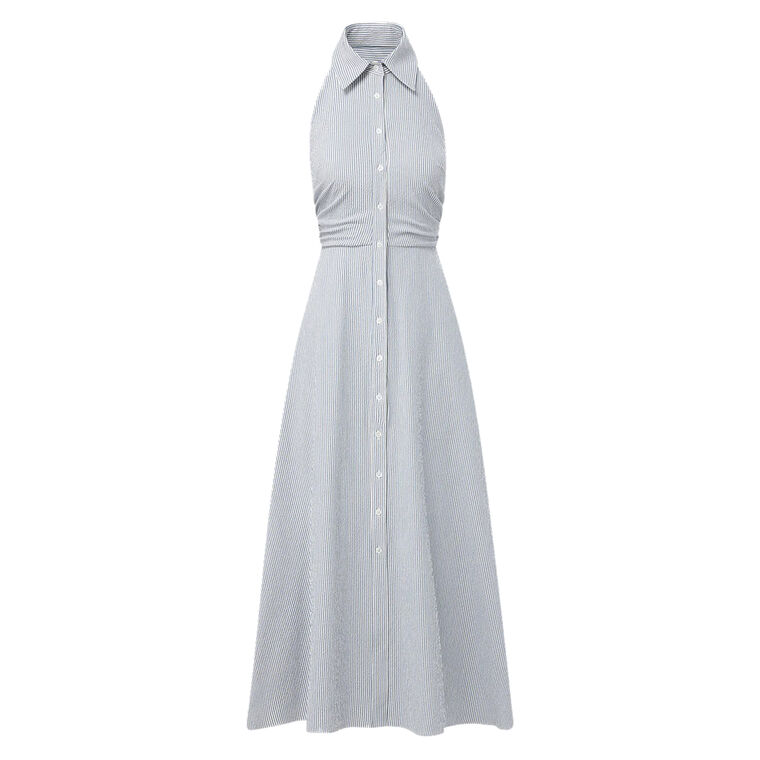 Mackey Seersucker Halter Dress image number null