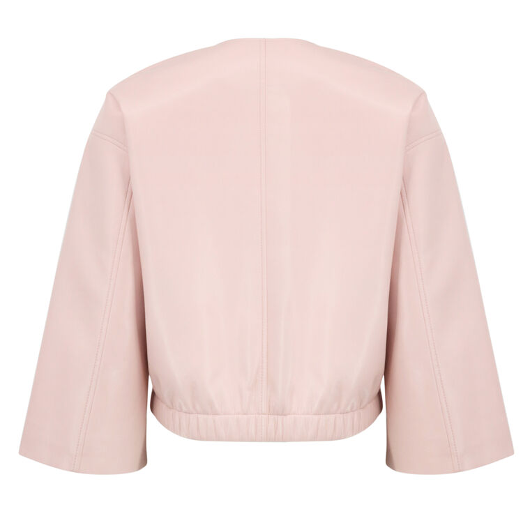 Brando Vegan Leather Short Sleeve Bomber Jacket image number null