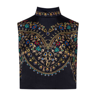 Ren Sleeveless Satin High Neck Top