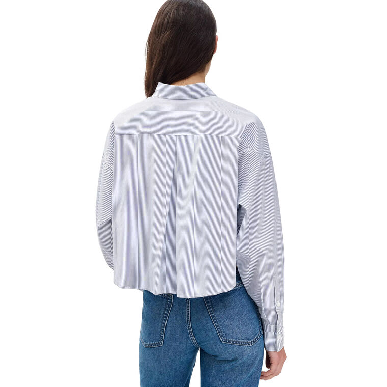 Marin Long Sleeve Cropped Striped Button-Up Shirt image number null