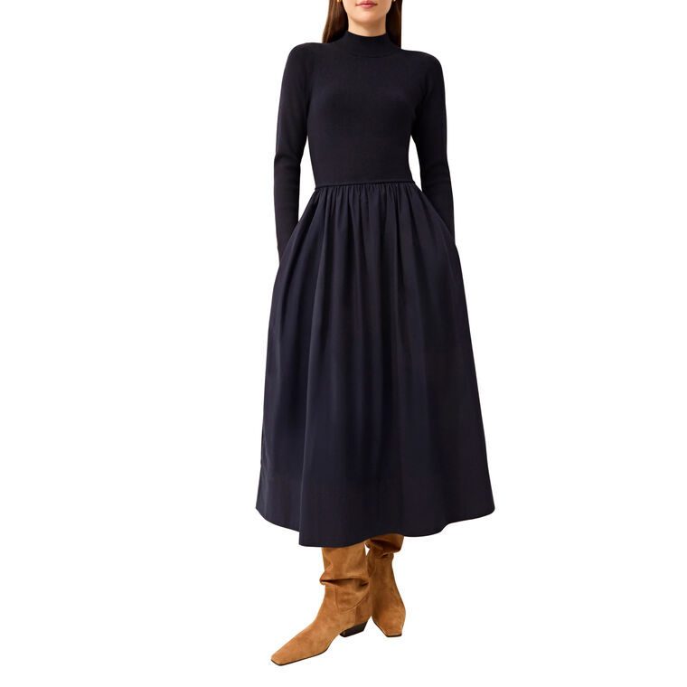 Barrett Long Sleeve Mixed Media Maxi Dress image number null