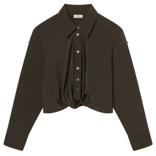 Leo Convertible Sleeve Cropped Silk Top