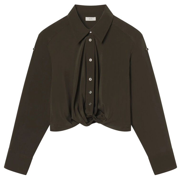 Leo Convertible Sleeve Cropped Silk Top image number null
