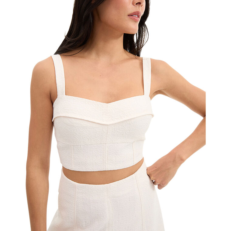 Faxon Sleeveless Jacquard Crop Top image number null