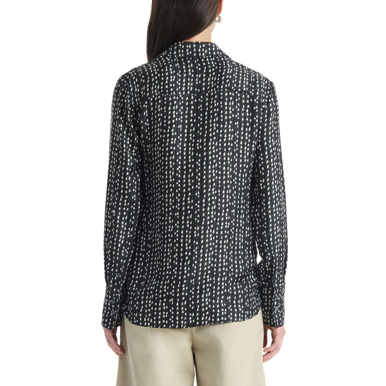 Chika Long Sleeve Silk Button-Front Top image number null