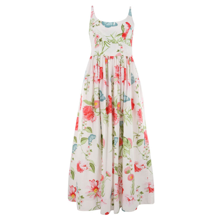 Nixie Sleeveless Cotton Poplin Midi Dress image number null