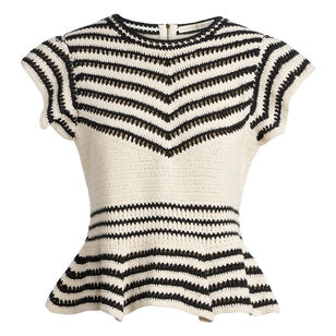 Audrey Flutter-Sleeve Knit Peplum Top