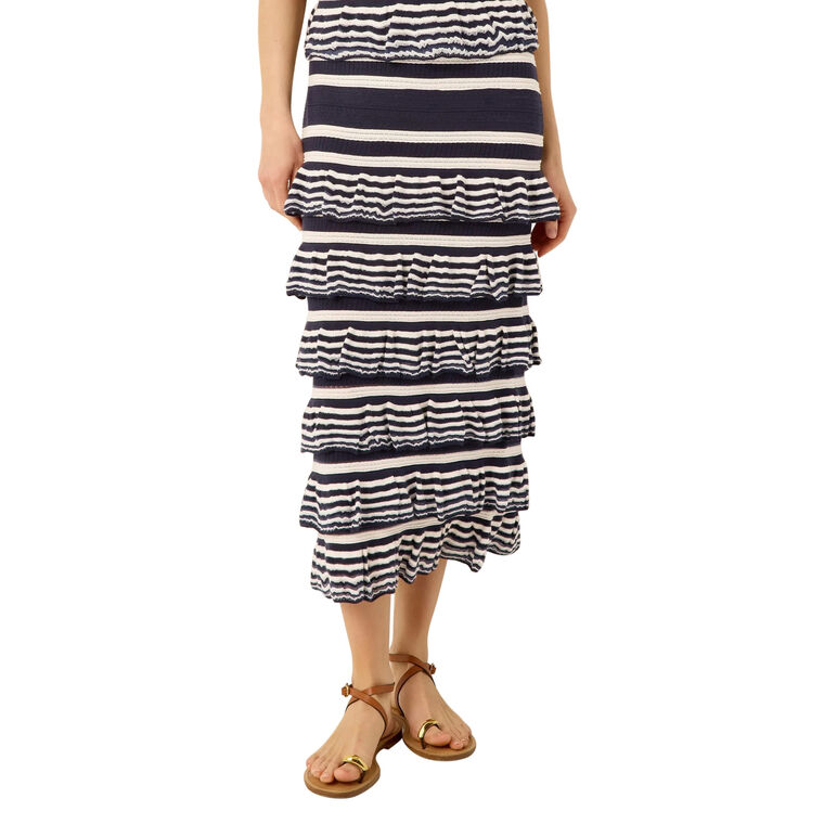 Sawyer Tiered Knit Midi Skirt image number null