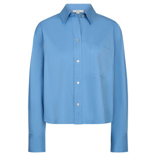 Cropped Long Sleeve Button-Front Shirt