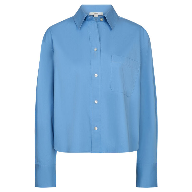 Cropped Long Sleeve Button-Front Shirt image number null
