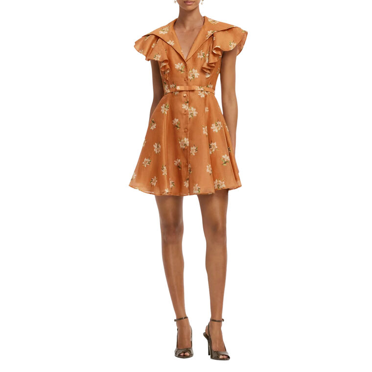 Isla Flutter Sleeve Belted Mini Dress image number null
