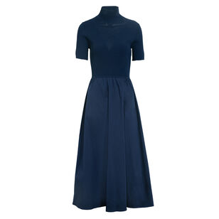 Teresa Short Sleeve Knit Turtleneck Midi Dress