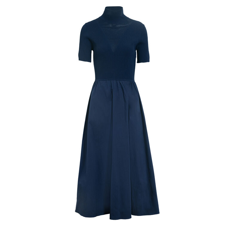 Teresa Short Sleeve Knit Turtleneck Midi Dress image number null