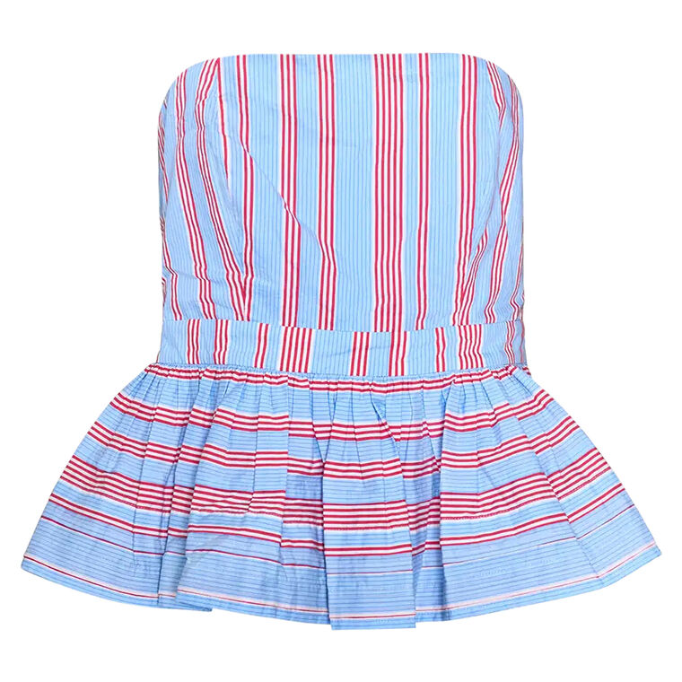 Vera Strapless Striped Peplum Top image number null