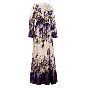 Kady Long Sleeve V-Neck Belted Maxi Dress