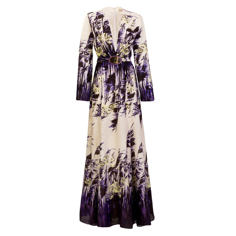 Kady Long Sleeve V-Neck Belted Maxi Dress image number null