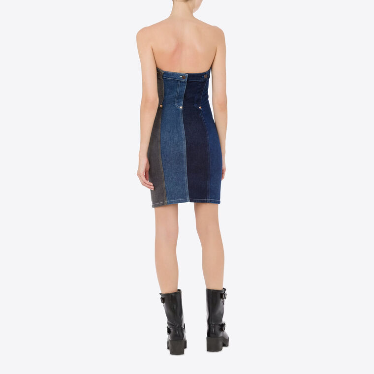 Mix Denim Strapless Dress image number null