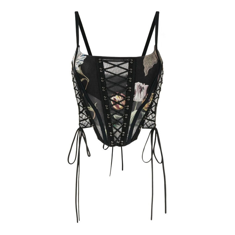 Print Laced Bustier image number null