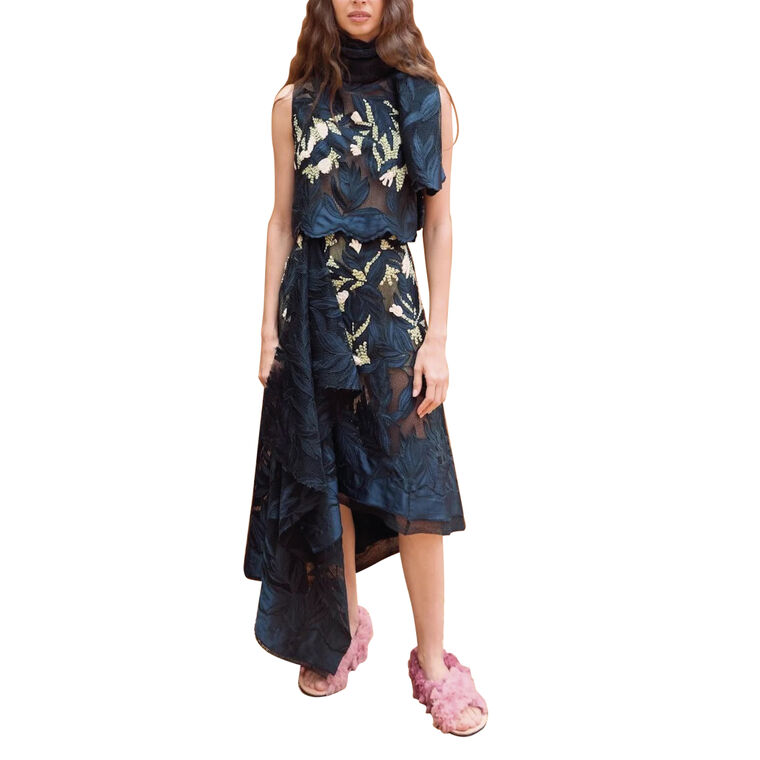 Twilight Draped Asymmetrical Midi Skirt image number null