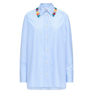 Lyn Button Down Blouse With Tassel Embellished Collar