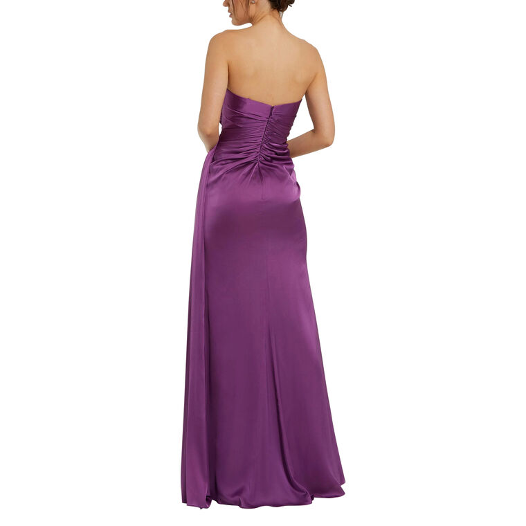 Strapless Embellished Sweetheart Neckline Satin Gown image number null
