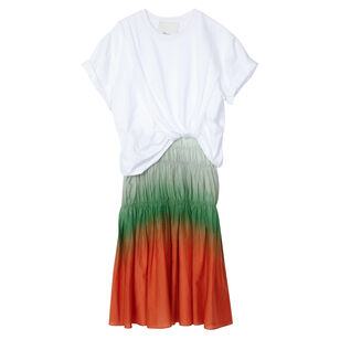 Short Sleeve T-Shirt Combo Dress In Ombre Voil