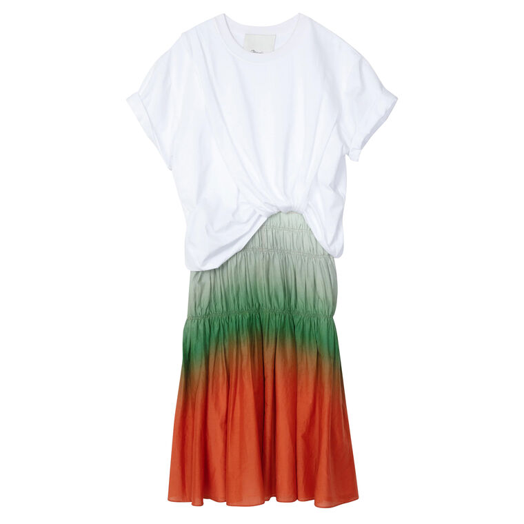 Short Sleeve T-Shirt Combo Dress In Ombre Voil image number null