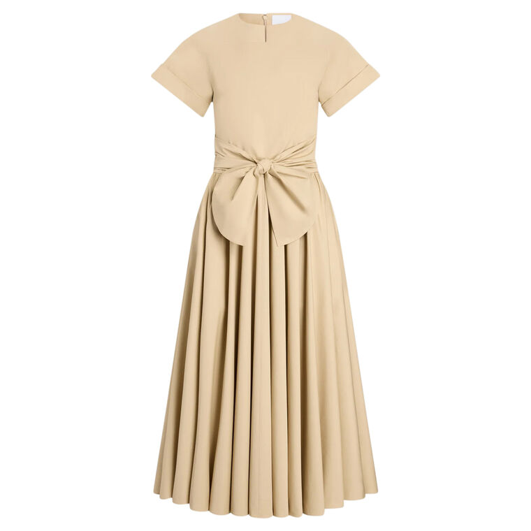 Short Sleeve Organic Cotton Knotted Midi Dress image number null