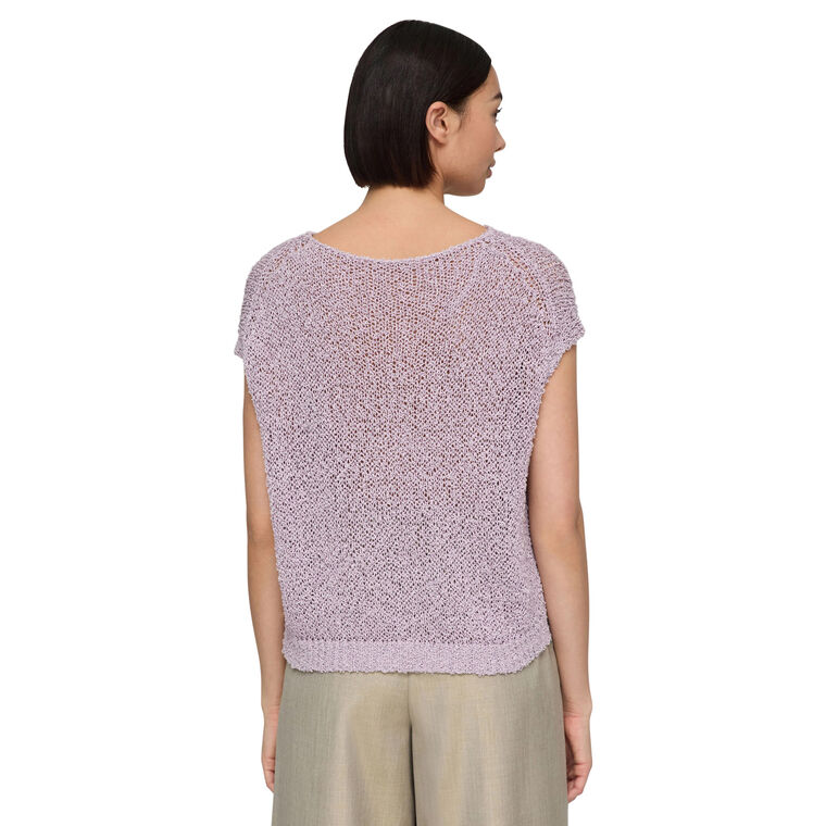 Open Stitch Bateau Neck Cap Sleeve Sweater image number null