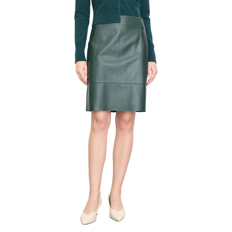 Leather Flared Knee Skirt image number null