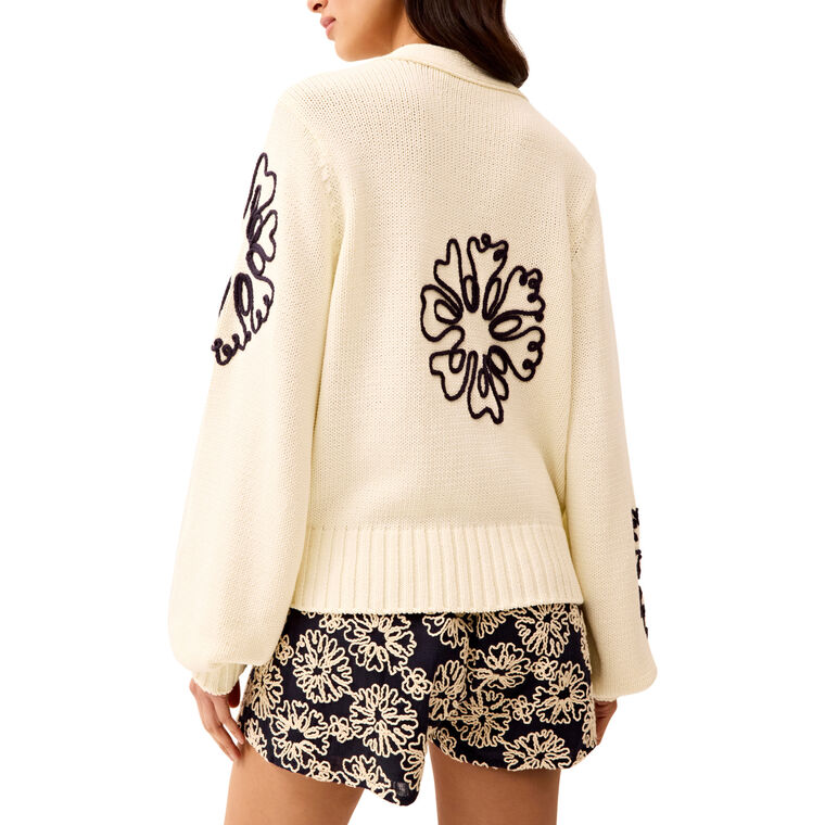 Charlie Floral-Embroidered Knit Cardigan image number null
