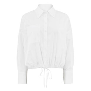 Romi Long Sleeve Poplin Shirt With Drawstring Waist