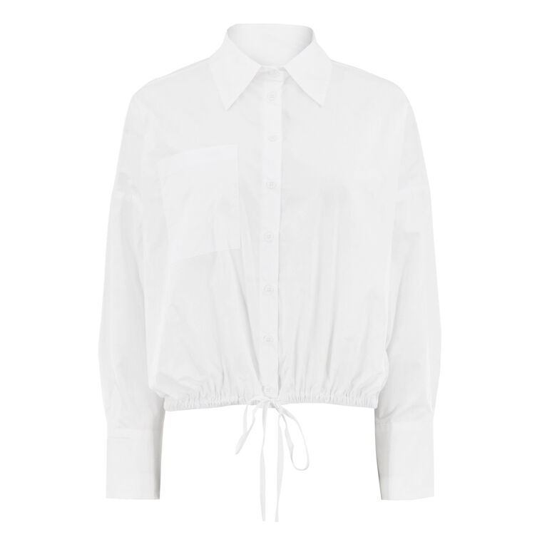 Romi Long Sleeve Poplin Shirt With Drawstring Waist image number null