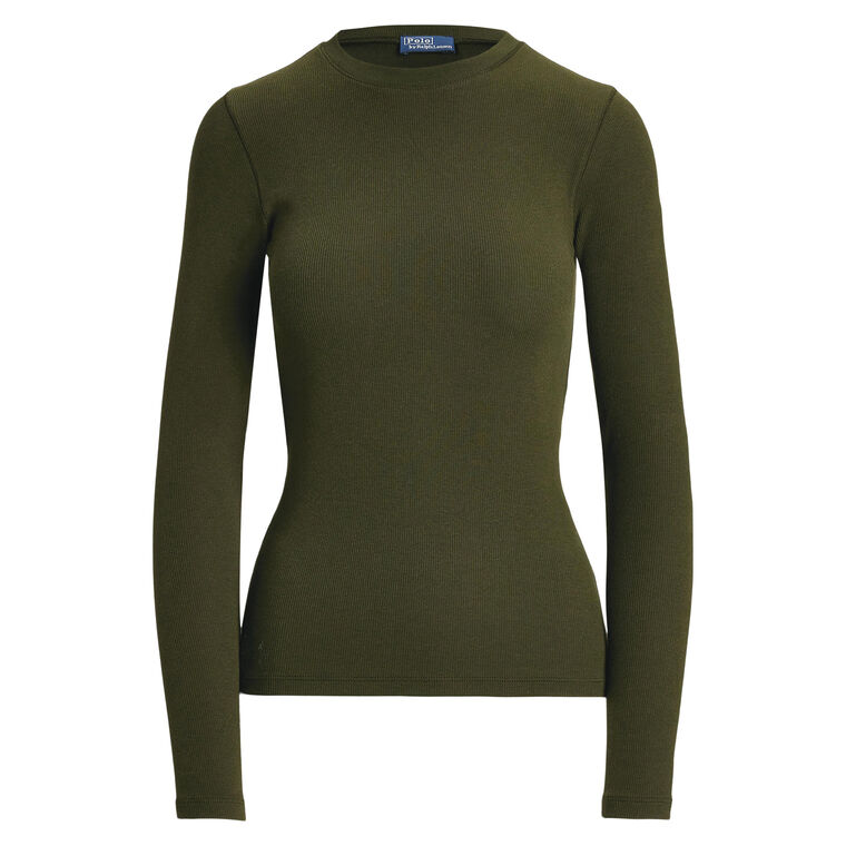 Ribbed Crewneck Long-Sleeve Tee image number null