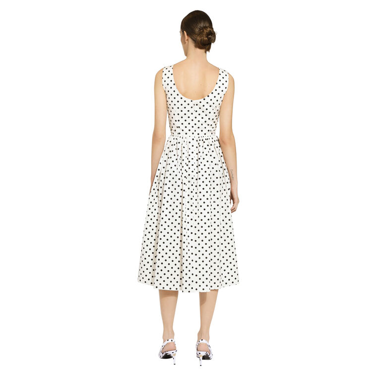 Cotton Sleeveless Polka Dot Midi Dress image number null
