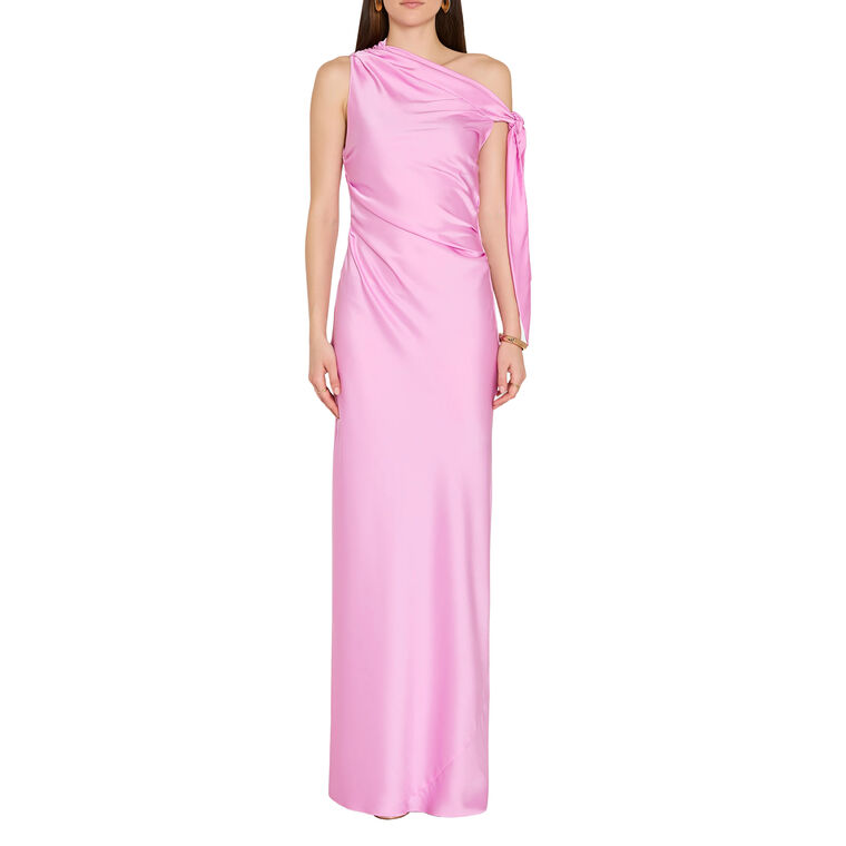 Naomi One-Shoulder Satin Maxi Dress image number null