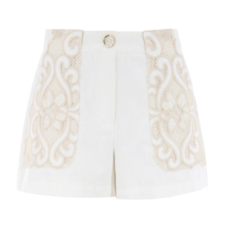 Embroidered Denim Hilary Short image number null