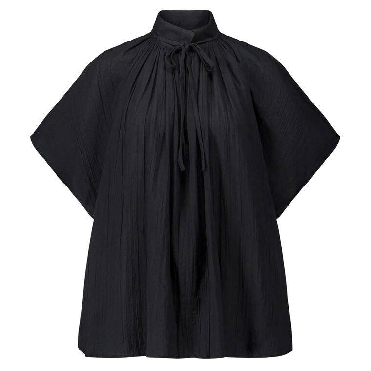 Wheeless Short Sleeve Cotton Gauze Blouse image number null