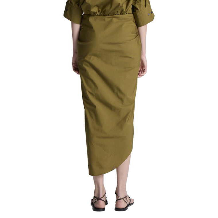 Rhodes Draped Cotton Midi Skirt image number null