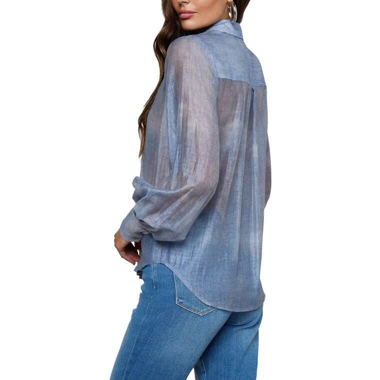 Jayleen Long Sleeve Sheer Button-Down Blouse image number null