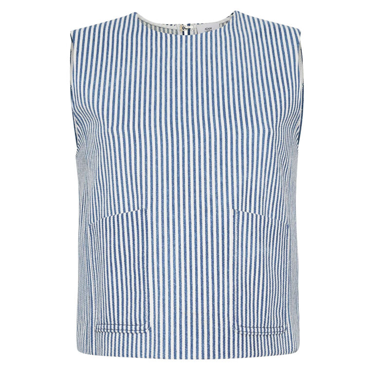 Ludlow Sleeveless Railroad Stripe Denim Top image number null