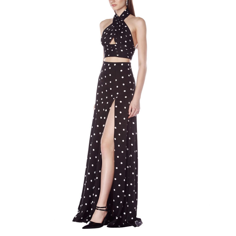Cleopatra Polka Dot Crop Top And Maxi Skirt Set image number null