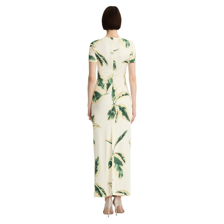 Ficus Leaves Print Jersey Dress image number null