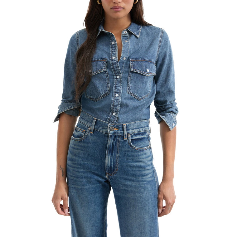 Noah Denim Button-Down Shirt image number null