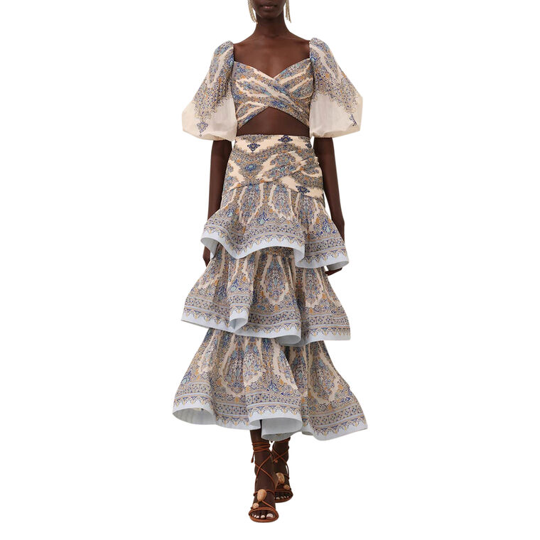 Tiered Pleated Midi Skirt image number null