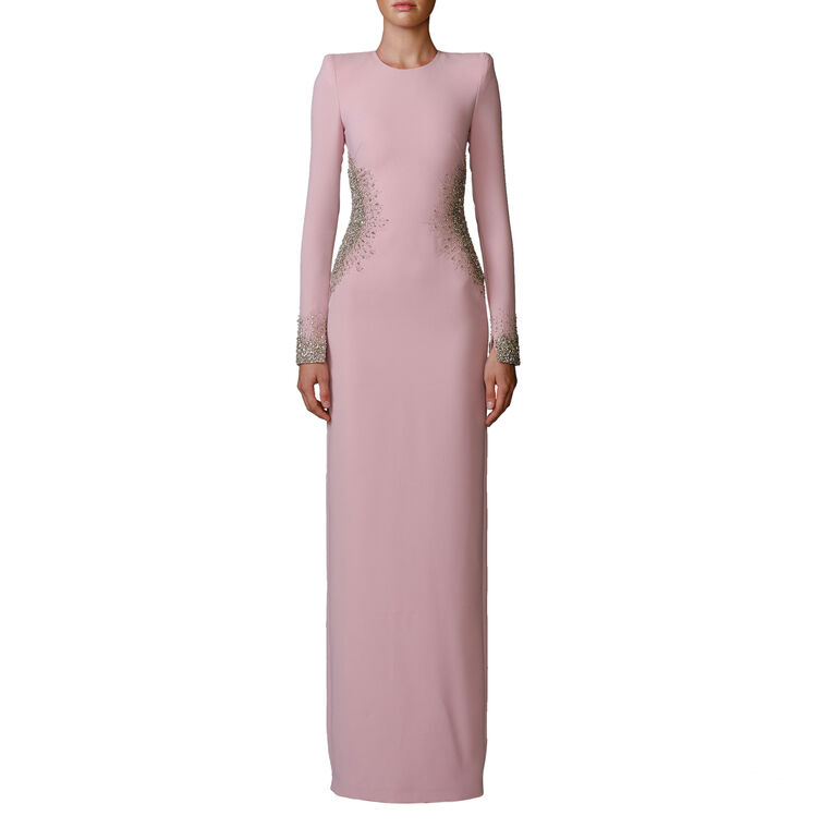 Long Sleeve Gown With Crystal Detailing image number null