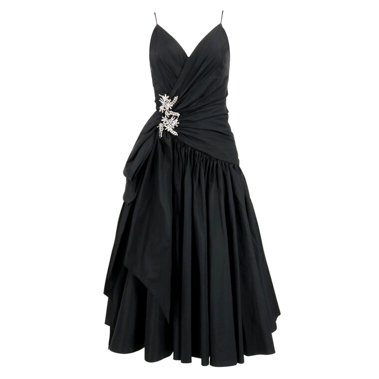 Ellette Draped Midi Dress with Crystal Accent image number null