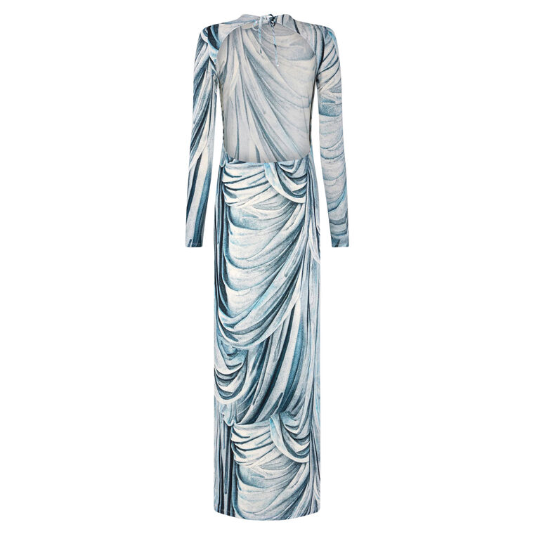 Long Sleeve Second Skin Marble Maxi Dress image number null