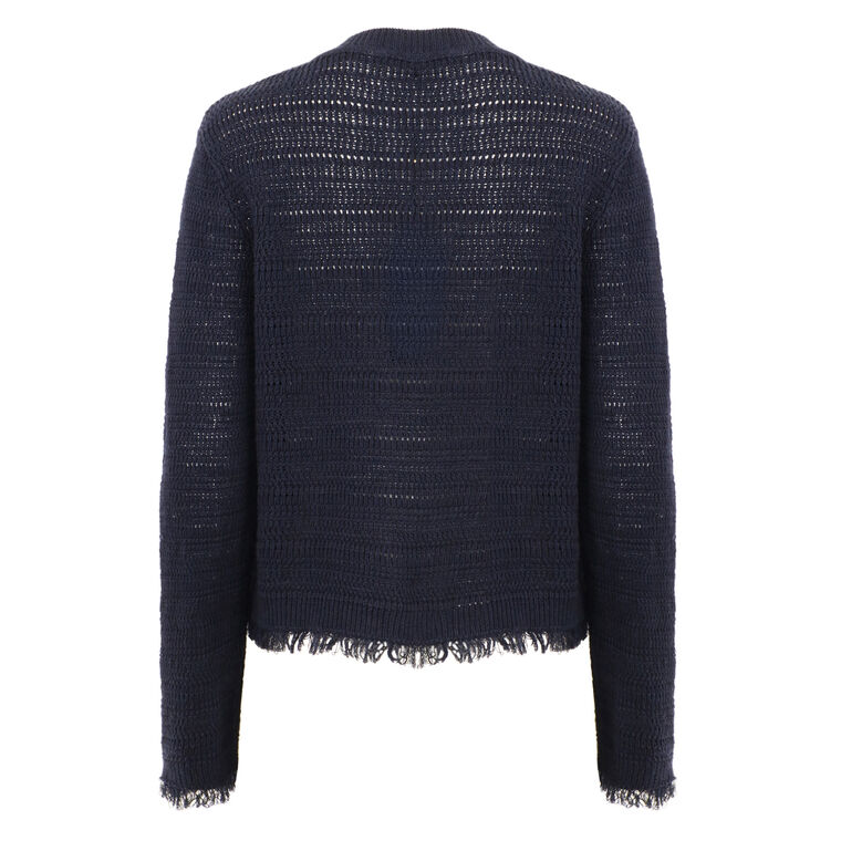 Taza Solid Fringe Linen-Cotton Cardigan image number null