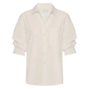 Pia Scrunched Sleeve Button Front Top